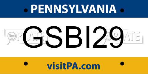 GSBI29 Pennsylvania License Plate