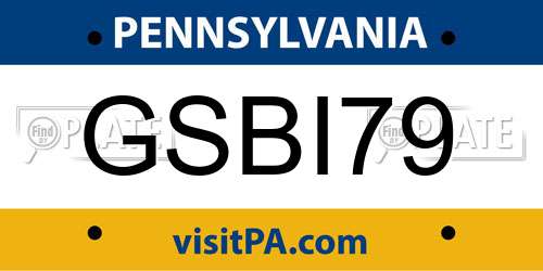 GSBI79 Pennsylvania License Plate