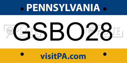 GSBO28 Pennsylvania License Plate