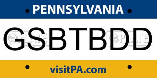 GSBTBDD Pennsylvania License Plate
