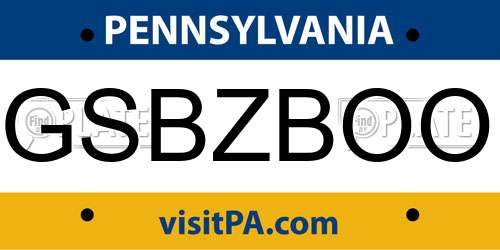 GSBZBOO Pennsylvania License Plate