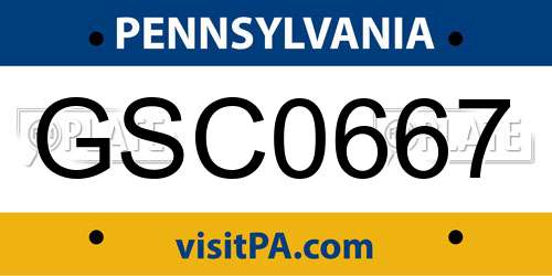 GSC0667 Pennsylvania License Plate