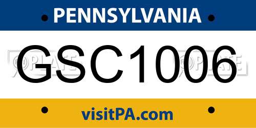 GSC1006 Pennsylvania License Plate