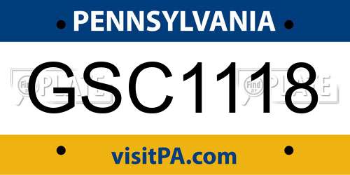 GSC1118 Pennsylvania License Plate