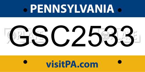 GSC2533 Pennsylvania License Plate