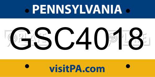 GSC4018 Pennsylvania License Plate