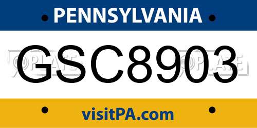 GSC8903 Pennsylvania License Plate