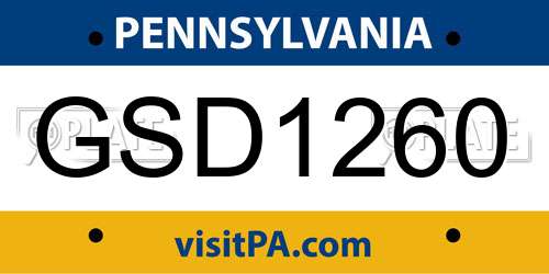 GSD1260 Pennsylvania License Plate