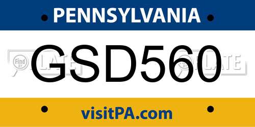GSD560 Pennsylvania License Plate