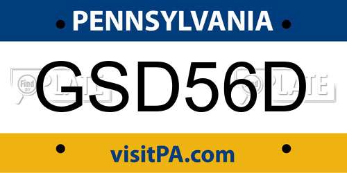 GSD56D Pennsylvania License Plate