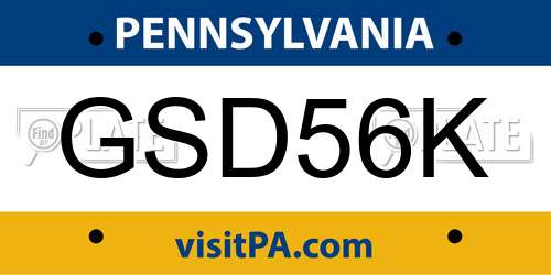 GSD56K Pennsylvania License Plate