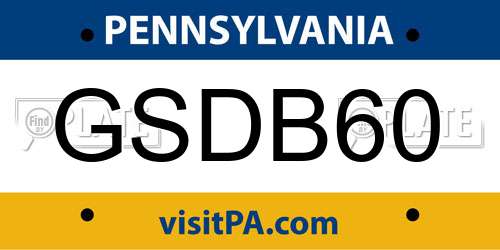 GSDB60 Pennsylvania License Plate