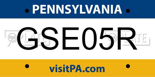 GSE05R Pennsylvania License Plate