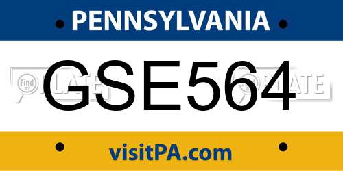 GSE564 Pennsylvania License Plate