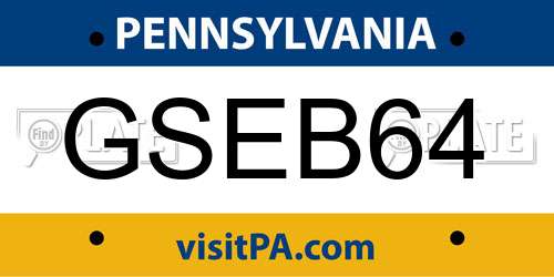 GSEB64 Pennsylvania License Plate
