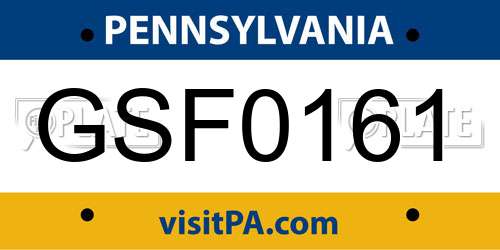 GSF0161 Pennsylvania License Plate