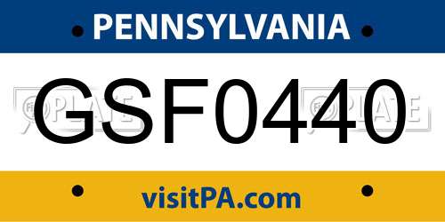 GSF0440 Pennsylvania License Plate