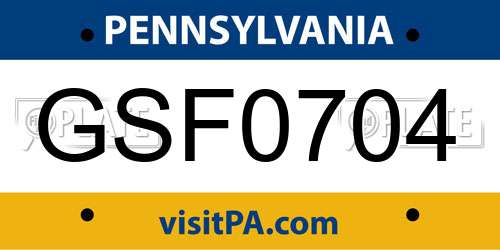 GSF0704 Pennsylvania License Plate