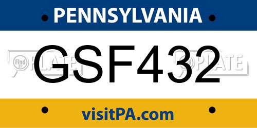 GSF432 Pennsylvania License Plate