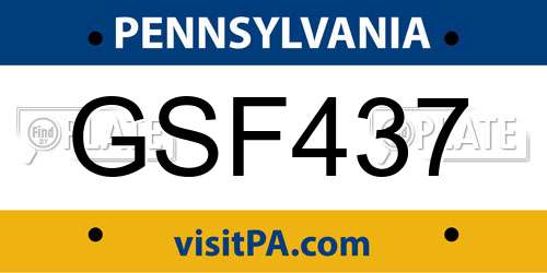 GSF437 Pennsylvania License Plate