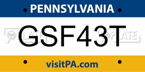 GSF43T Pennsylvania License Plate