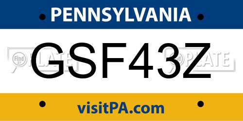 GSF43Z Pennsylvania License Plate
