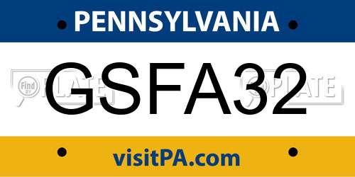 GSFA32 Pennsylvania License Plate