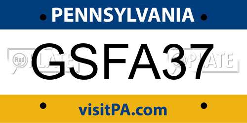 GSFA37 Pennsylvania License Plate