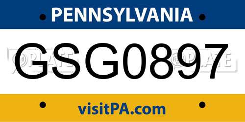 GSG0897 Pennsylvania License Plate