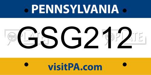 GSG212 Pennsylvania License Plate