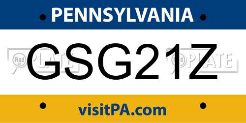 GSG21Z Pennsylvania License Plate