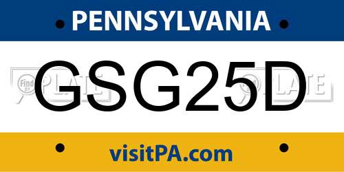 GSG25D Pennsylvania License Plate