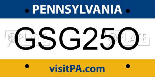 GSG25O Pennsylvania License Plate