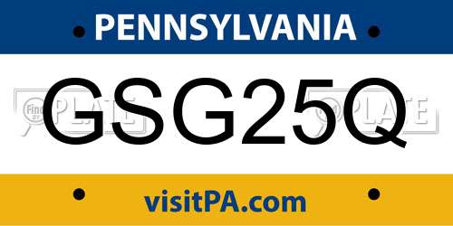 GSG25Q Pennsylvania License Plate