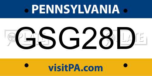 GSG28D Pennsylvania License Plate