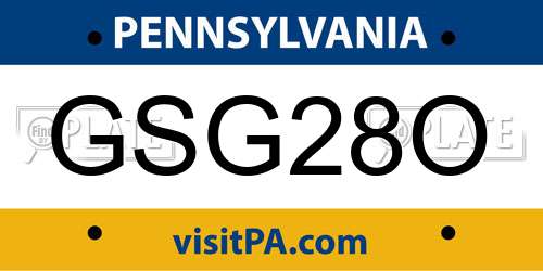 GSG28O Pennsylvania License Plate