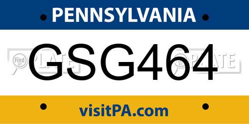 GSG464 Pennsylvania License Plate