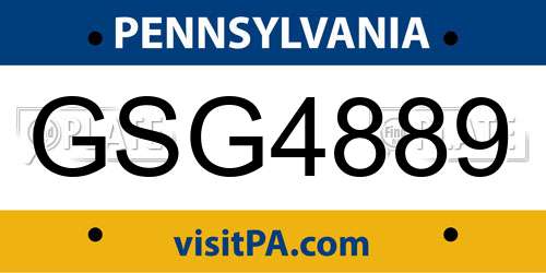 GSG4889 Pennsylvania License Plate