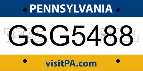 GSG5488 Pennsylvania License Plate