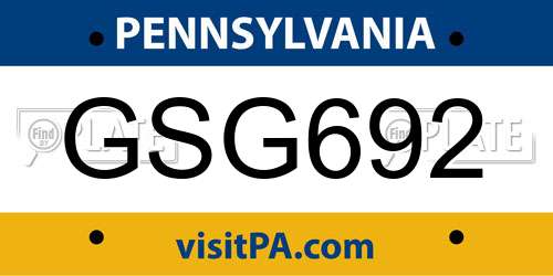 GSG692 Pennsylvania License Plate