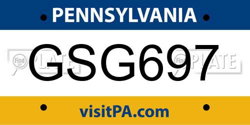 GSG697 Pennsylvania License Plate