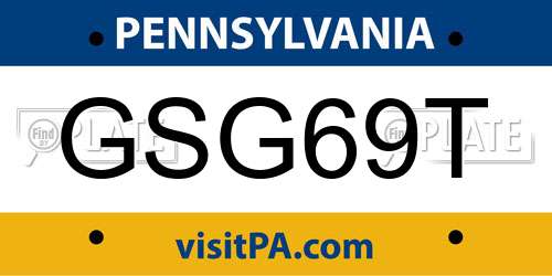 GSG69T Pennsylvania License Plate