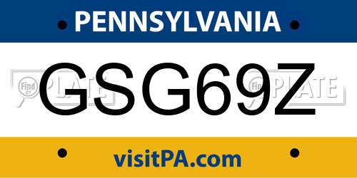 GSG69Z Pennsylvania License Plate