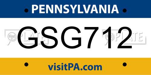 GSG712 Pennsylvania License Plate