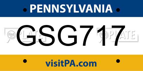 GSG717 Pennsylvania License Plate