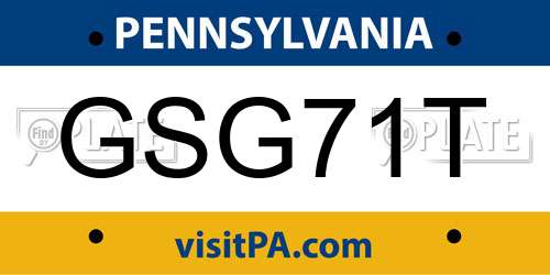 GSG71T Pennsylvania License Plate
