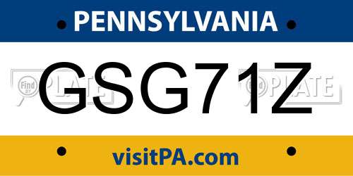GSG71Z Pennsylvania License Plate