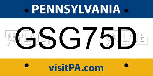 GSG75D Pennsylvania License Plate
