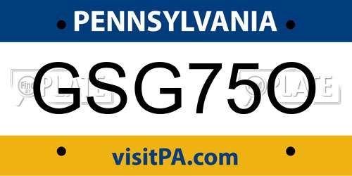GSG75O Pennsylvania License Plate