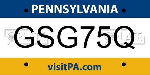 GSG75Q Pennsylvania License Plate